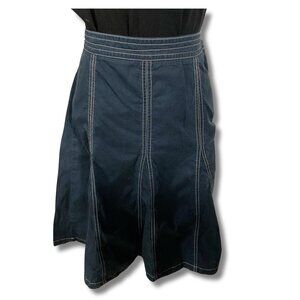 DOCKERS Vintage sporty navy blue gored cotton a-line midi skirt ~ MEDIUM LARGE